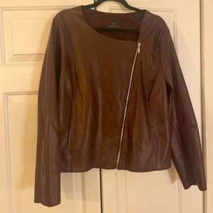 NWOT Worthington Light Brown / Burgundy Leather Jacket